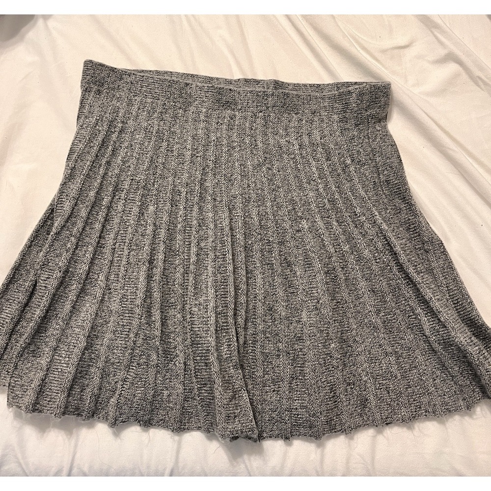 Steve Madden Women's Gray Knit Pleated Mini Skirt Pull-On Solid Size M the krisa